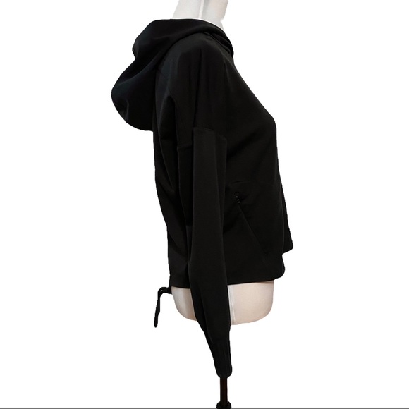 Lululemon Athletica Split Out Hoodie Black 6/S Open Tie Back Cropped Sweatshirt - Picture 12 of 15